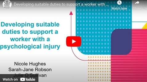 Developing suitable duties to support a worker with psychological injury